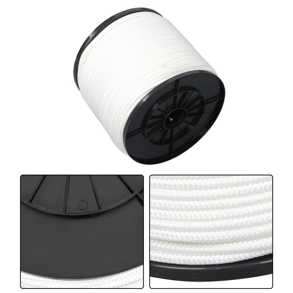 1/4 Inch Nylon Rope 500 Foot Spool 100% Nylon Solid Braid Rope Dyeable White
