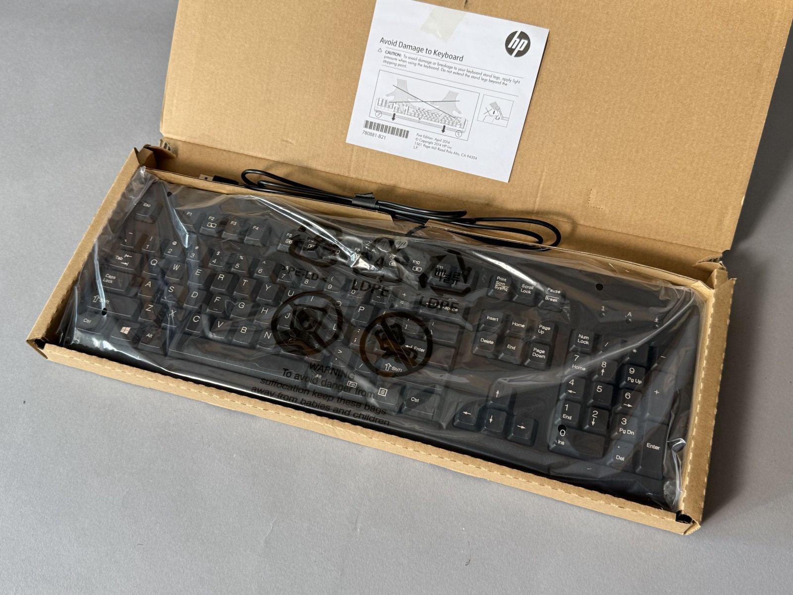 NEW - USB Keyboard - HP SK-2025 Wired USB Keyboard Black