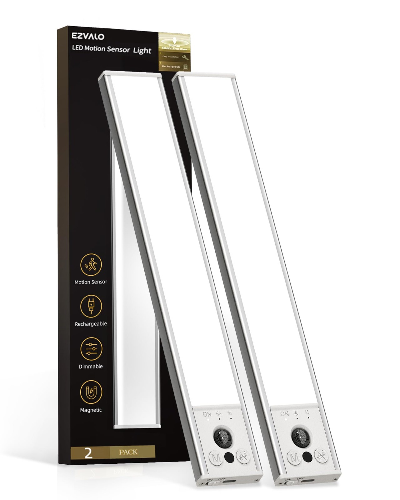 Under Cabinet Lighting 2 Pack 10 Inch LED Motion Sensor Closet Lights