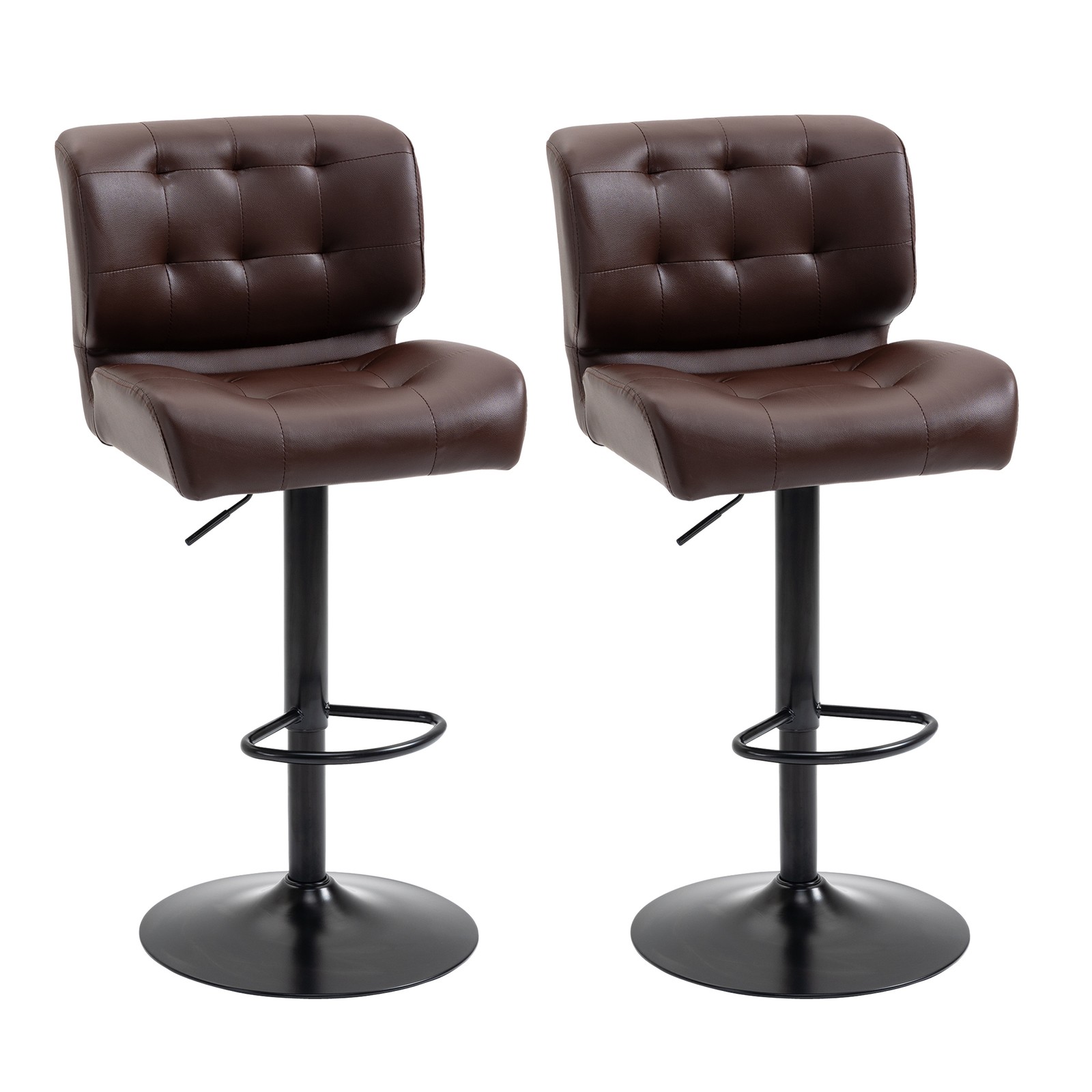 Bar Height Bar Stools Set of 2 with Adjustable Seat, Thick Padded Cushion
