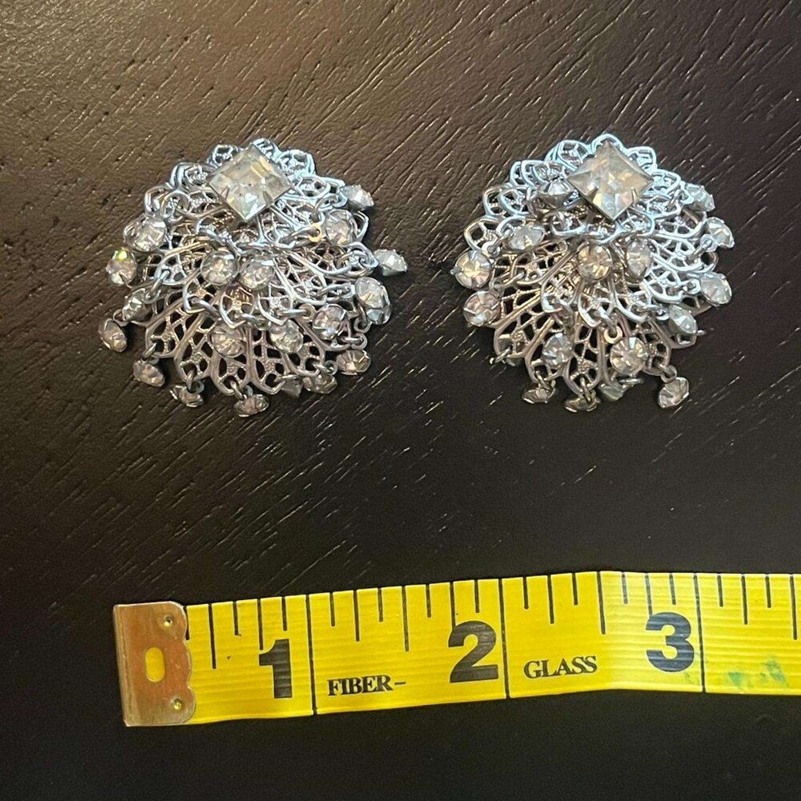 Vintage Rhinestone Clip on Earrings with Dangling Stones - 1940s