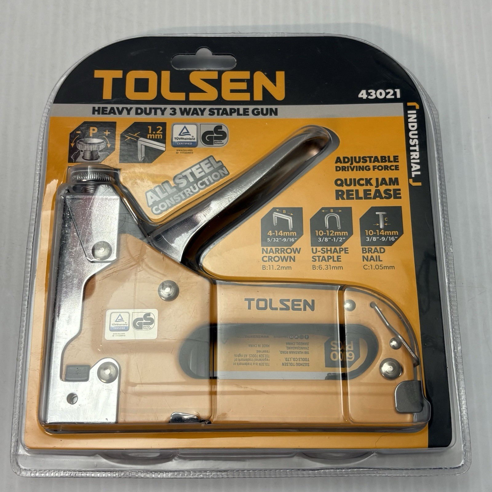 Heavy Duty 3 Way Staple Gun Tolsen w/200 Crown 200 Ushape 200 Brad Nails New