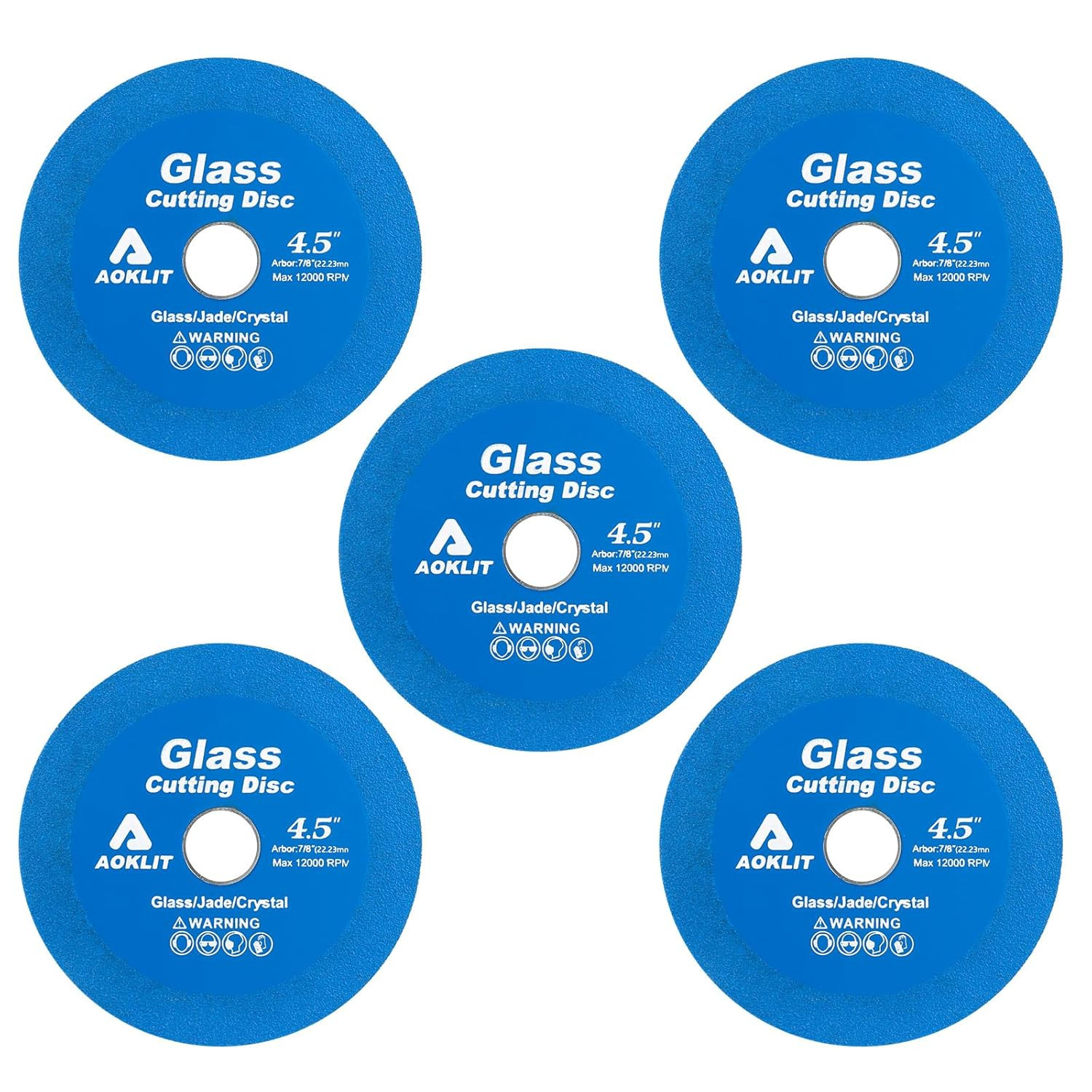 Glass Cutting Disc 4-1/2 Inch for Angle Grinder 7/8" (Model 115/125), 5 Pack Dia