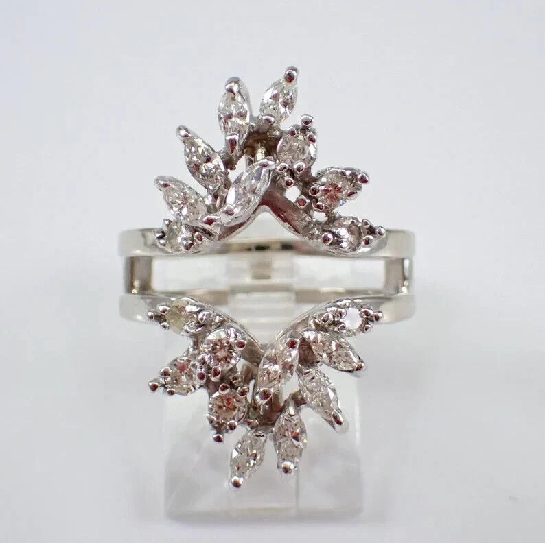 2Ct Round Cut Lab Created Enhancer Guard Wedding Ring 14K White Gold Plated