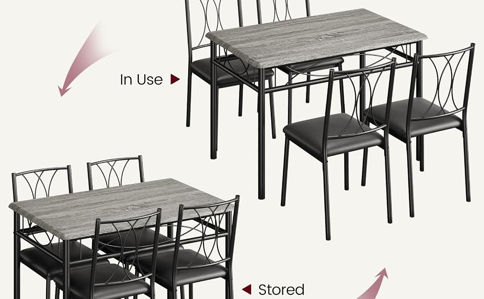 Dining Table Set, 5 Piece Rectangle Dining Kitche Table Set for 4 with 4