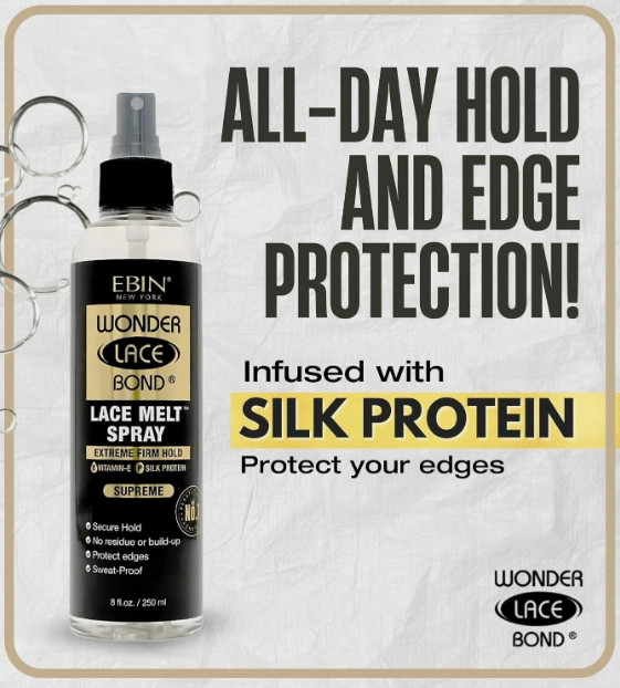 EBIN New York Wonder Lace Bond Lace Melt Spray 8oz - Supreme, Strong Hold