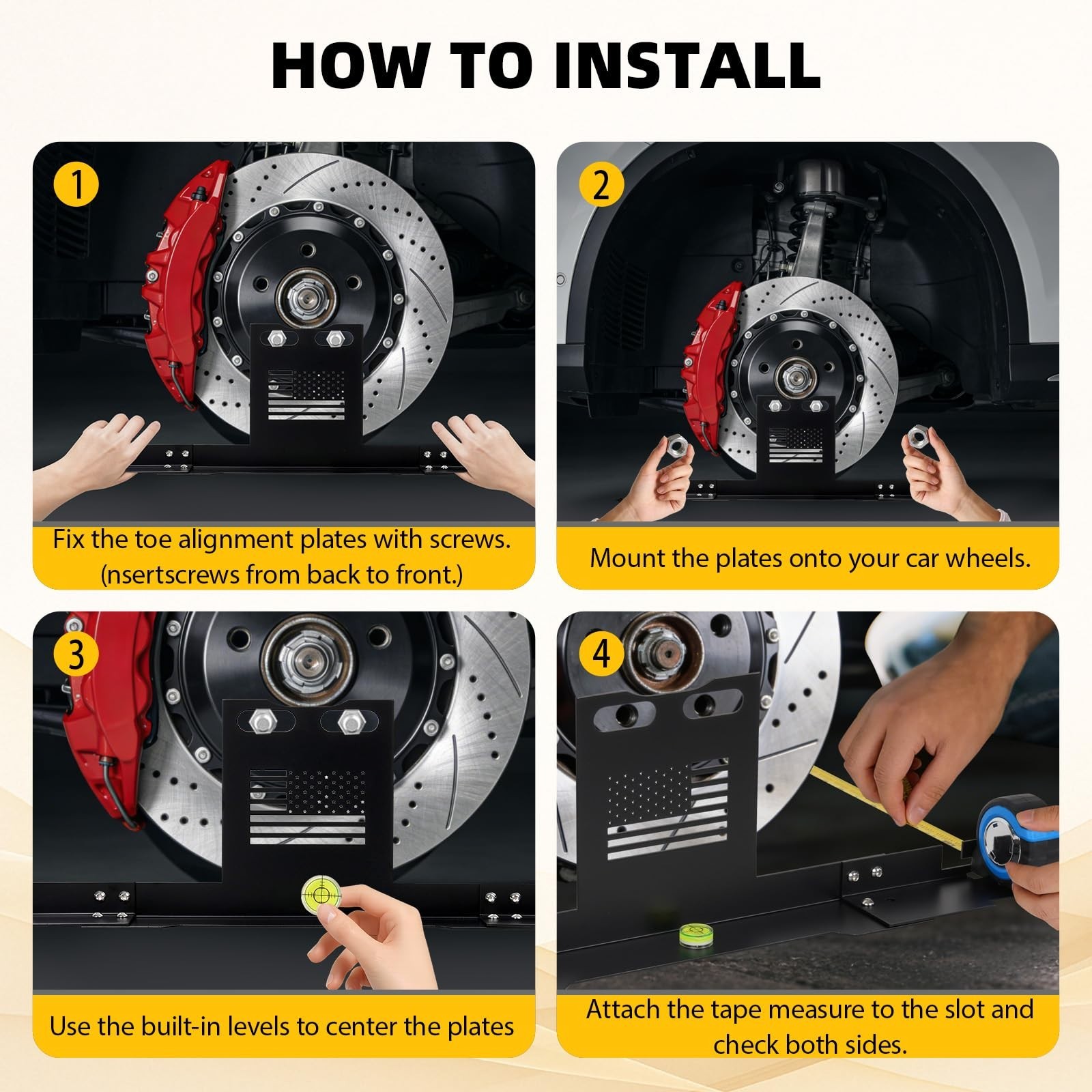 Universal Wheel Alignment Tool Kit - Easy Toe Alignment, No Caliper Removal, 2 T
