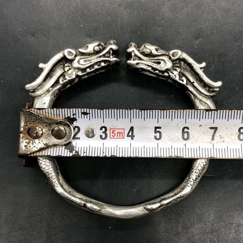 Antique Old Bracelet with Open Solid Dragon Head Bracelet