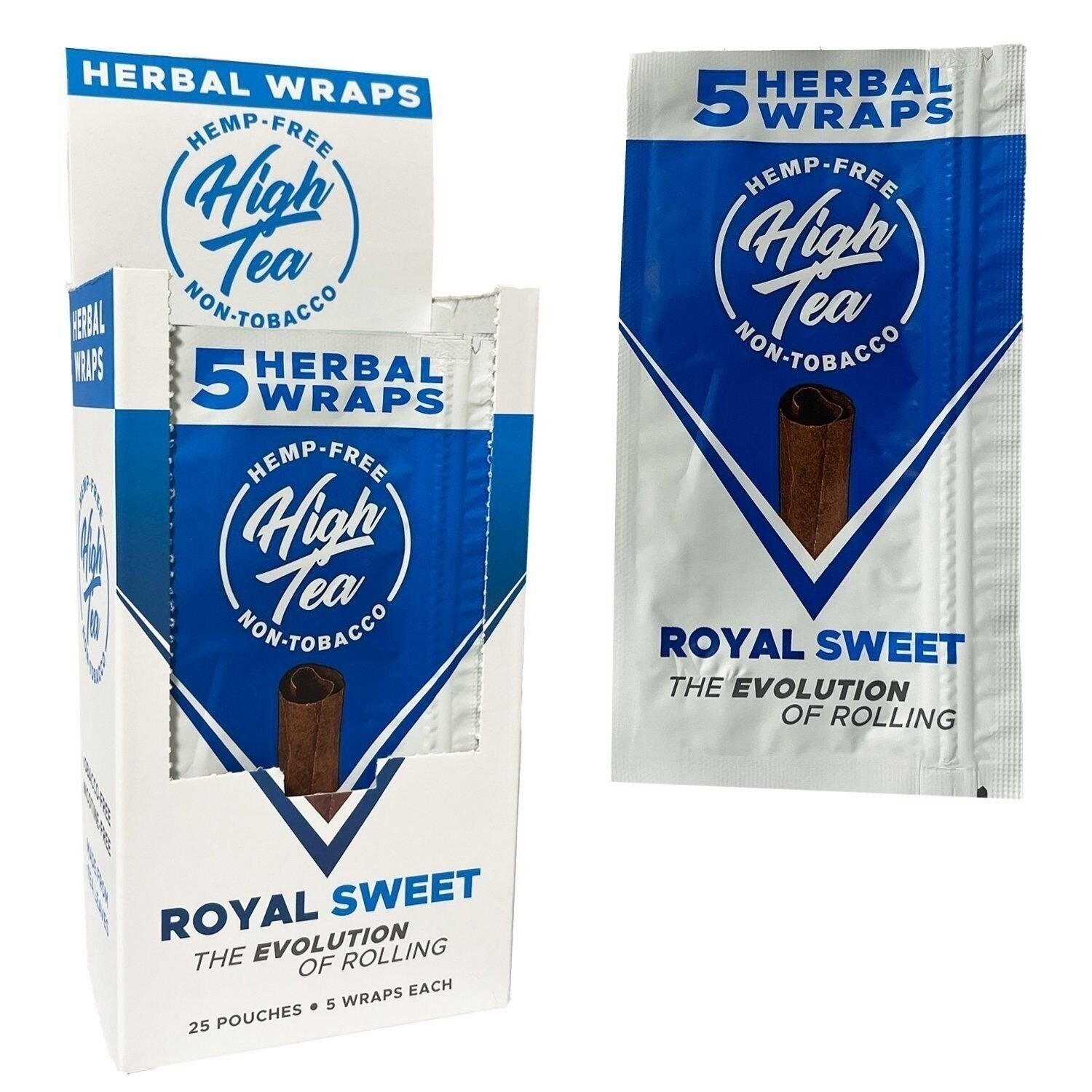High Tea Non Tobacco All Natural Herbal Smoking Wraps - Royal Sweet - 125...