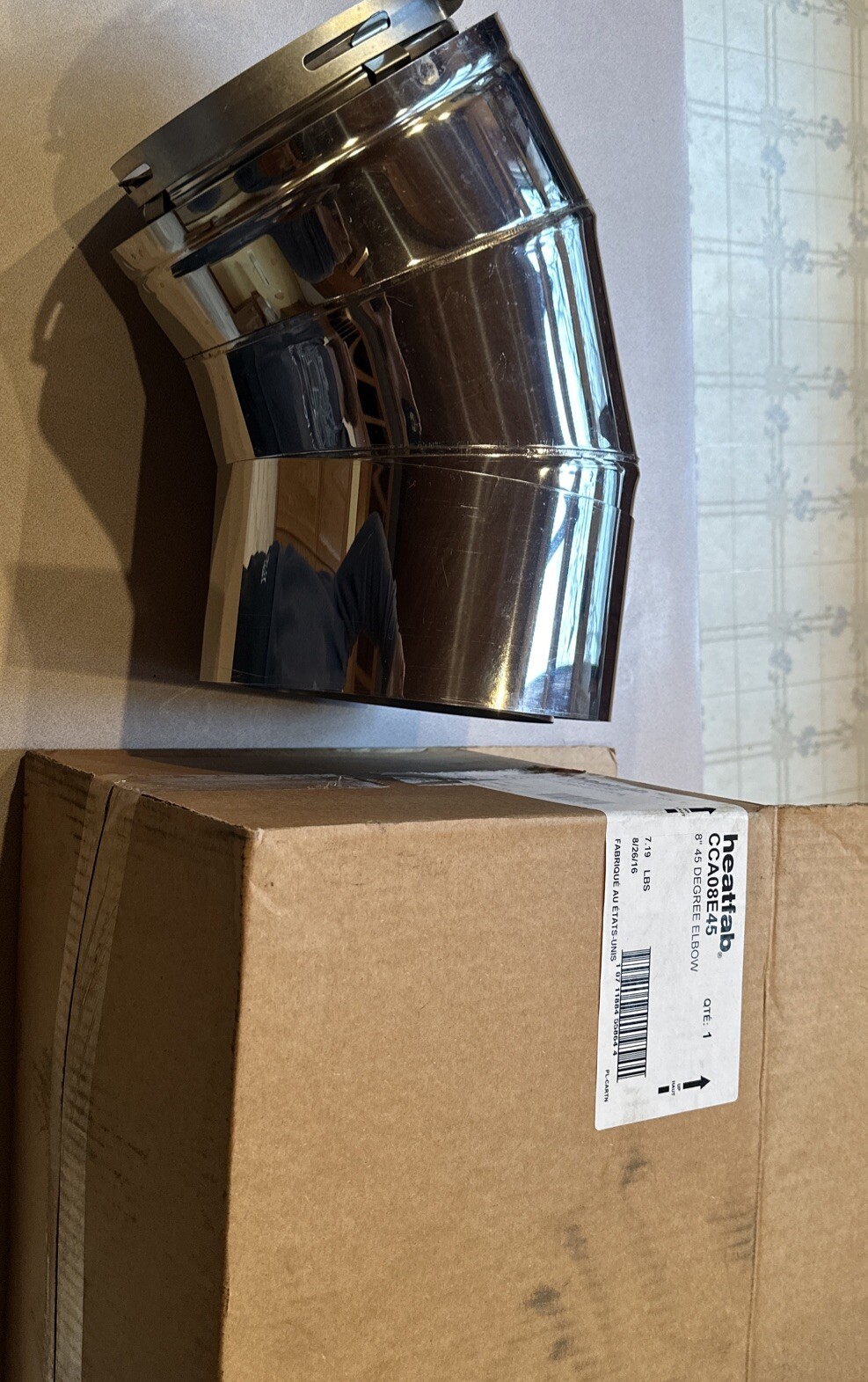 Heatfab CCA08E45  8"- 45° Degree Elbow Double Wall Stainless New In Box
