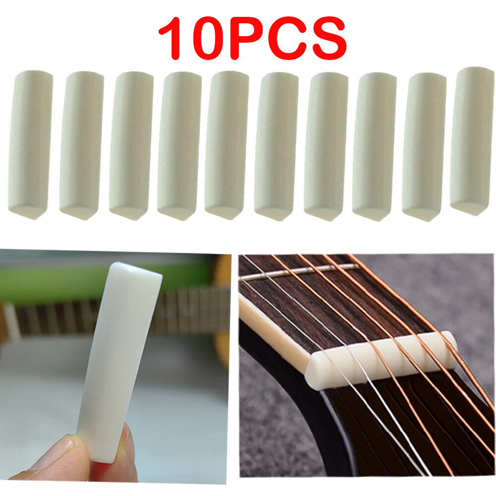 10pcs White Unslotted Bone Nut Saddle Bridge 43x6x9mm Guitar Luthier DIY USA