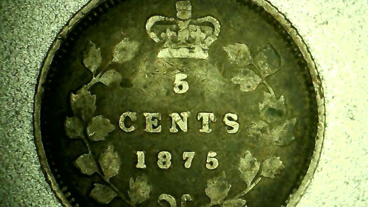 Canada 1875H, 5 Cents, Large Date ~ VG