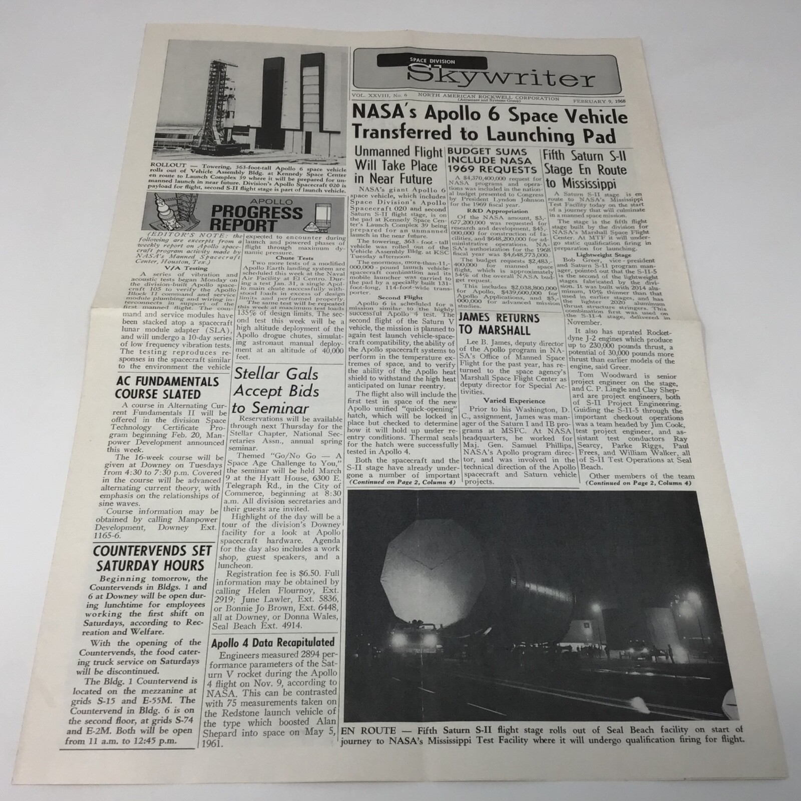 1968, February 9, SKYWRITER North American Aviation Vol, XXVIII , No.6