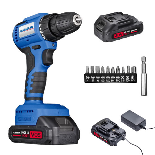 ACDelco 20V Brushless Cordless Drill Set, 2 Variable Speed, 400/1300RPM Drill
