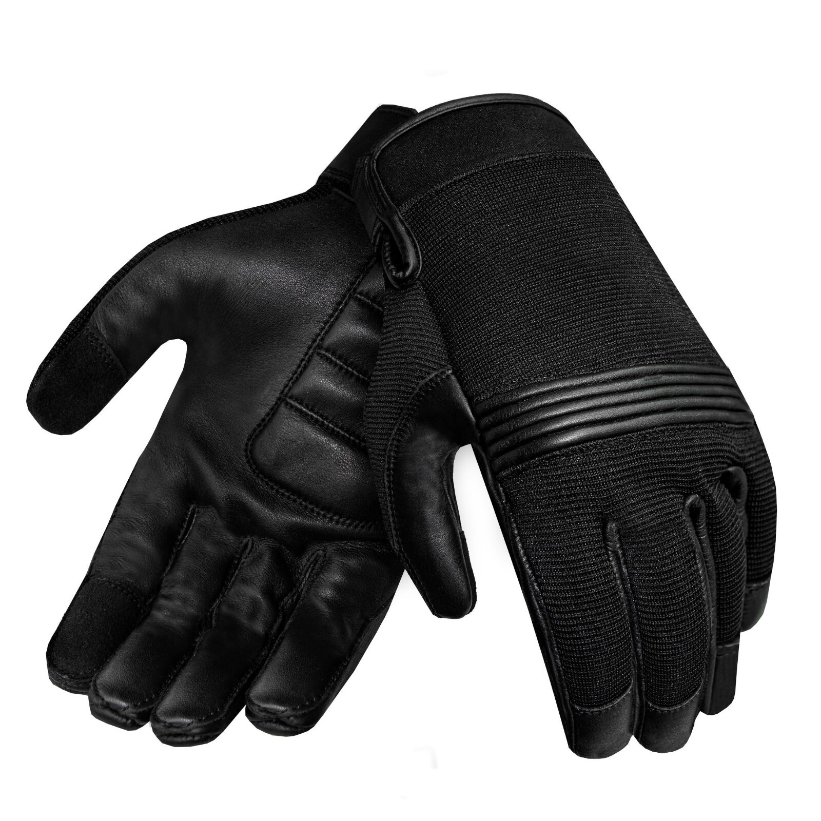 Classic New Black Full Finger Mesh Fabric Gloves For Motorcycle Biker Riding
