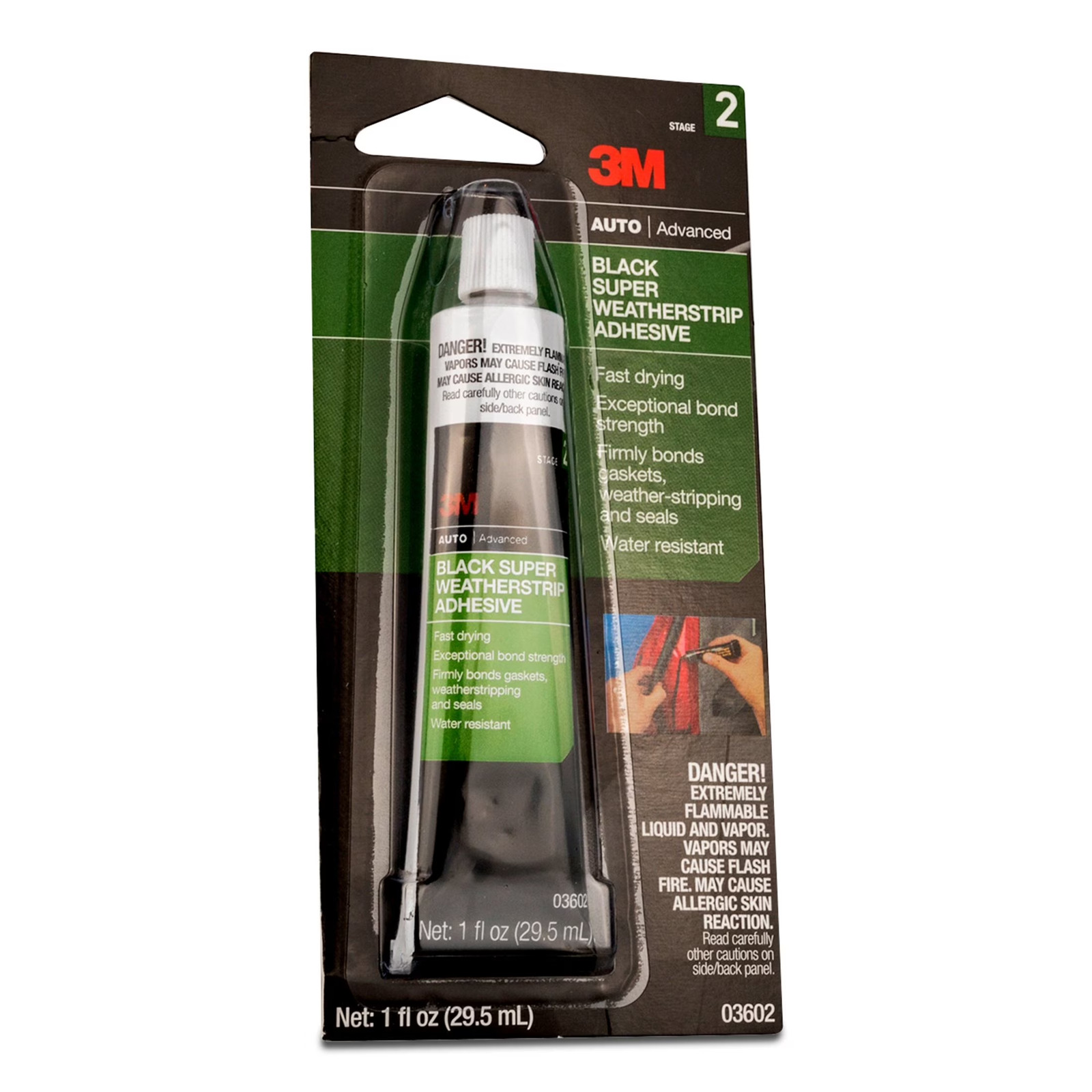 3M BONDO 03602 1OZ TUBE BLACK SUPER WEATHERSTRIP GASKET ADHESIVE GLUE 711488 New