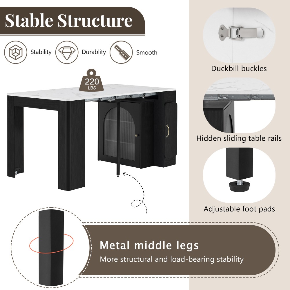 Extendable TREXM Rolling Kitchen Island with , Built-in Socket & Side Hooks