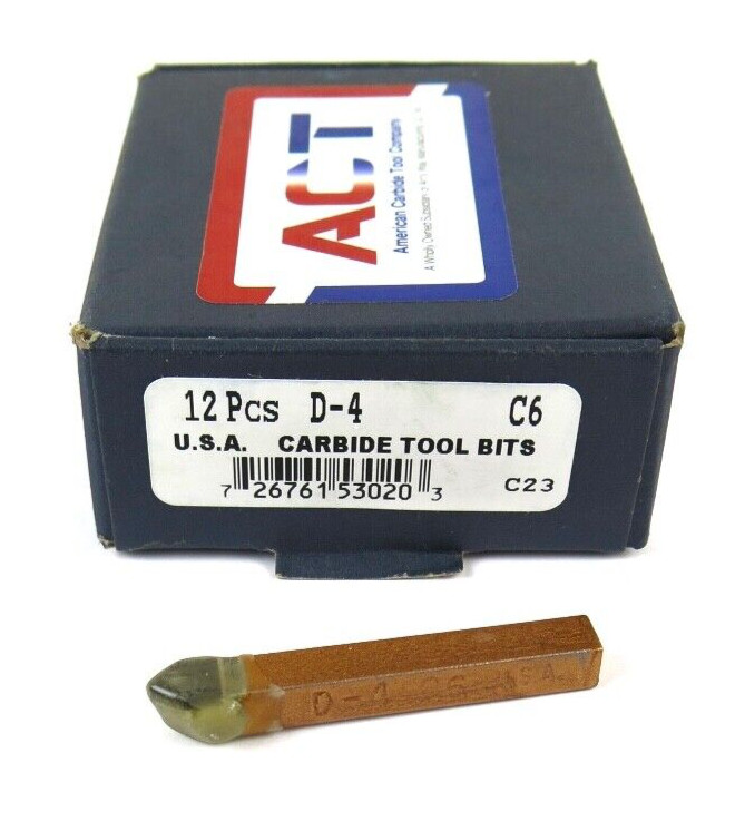 12pcs ACT D-4 C6 Grade Carbide Brazed Lathe Tool Bits 80° Point 1/4" Shank