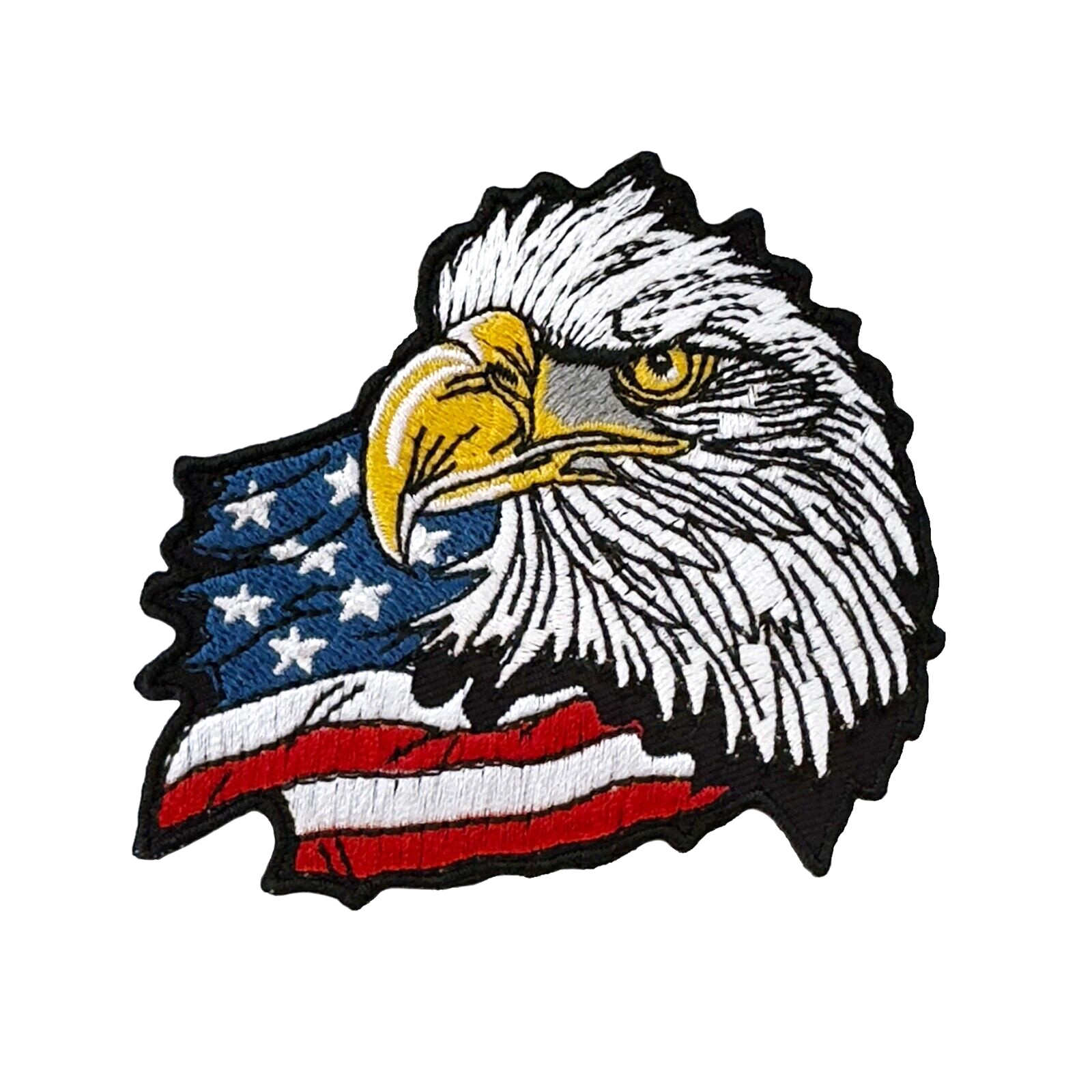 Bald Eagle American Patriotic Flag Embroidered Iron-On Patch – Exclusive Design