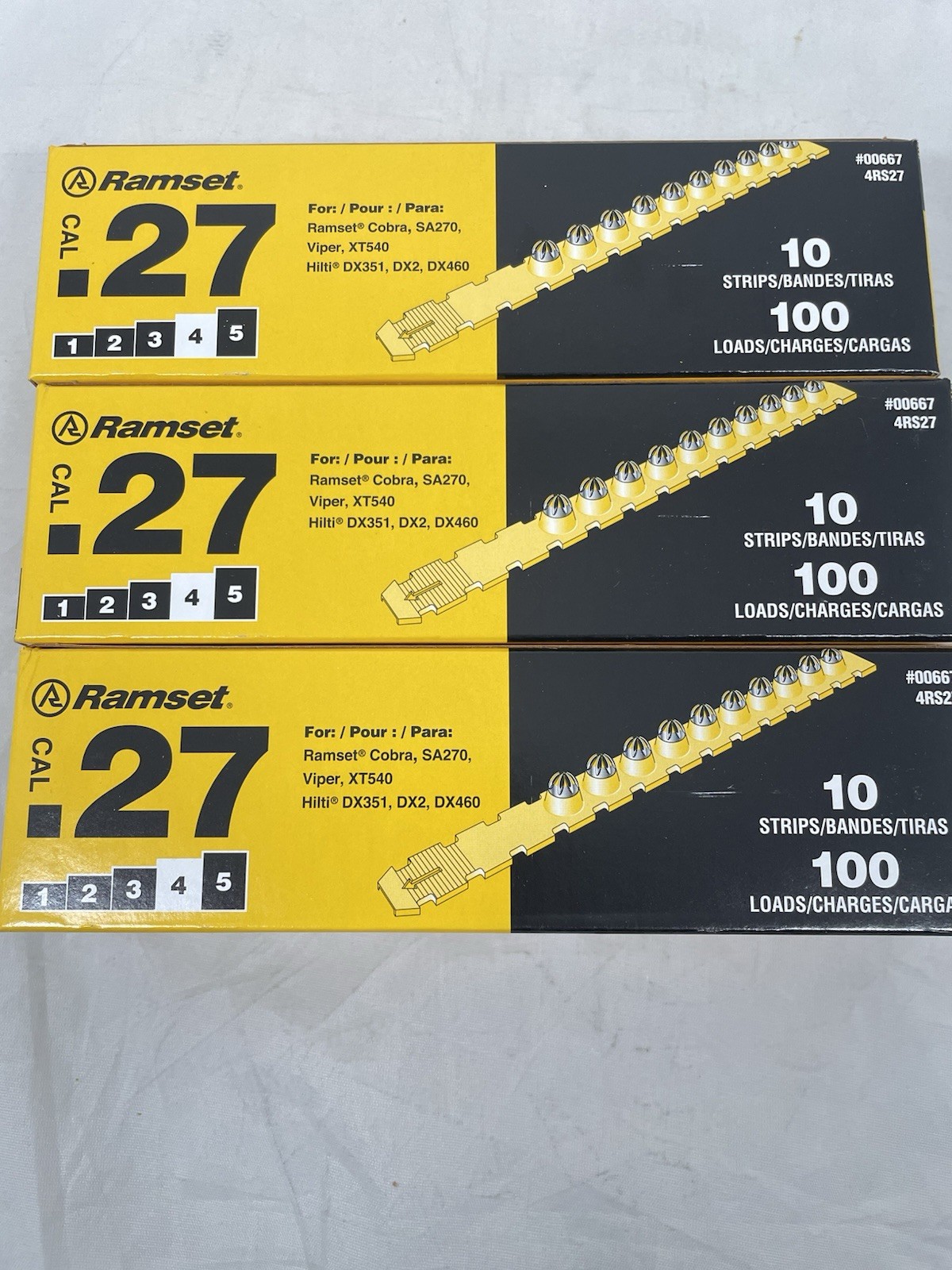 Ramset 4RS27 .27 Caliber Strip Loads Yellow Level 4 - 300 Total