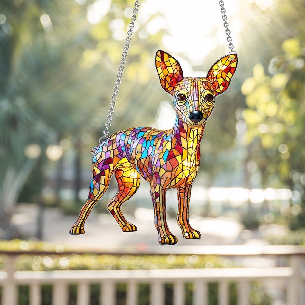 Personalized Mexican Hairless Xolo Dog Acrylic Faux Stained Glass Suncatcher