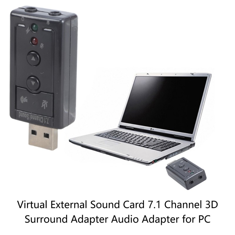 External Sound Card USB 2 Virtual 7.1 Surround Sound Adapter for Windows