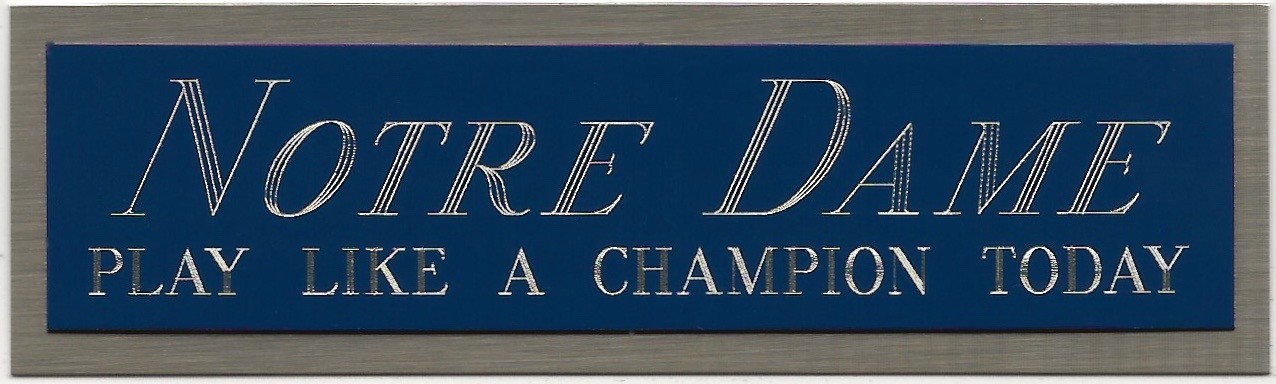 NOTRE DAME FIGHTING IRISH NAMEPLATE FOR AUTOGRAPHED Signed Football HELMET PHOTO