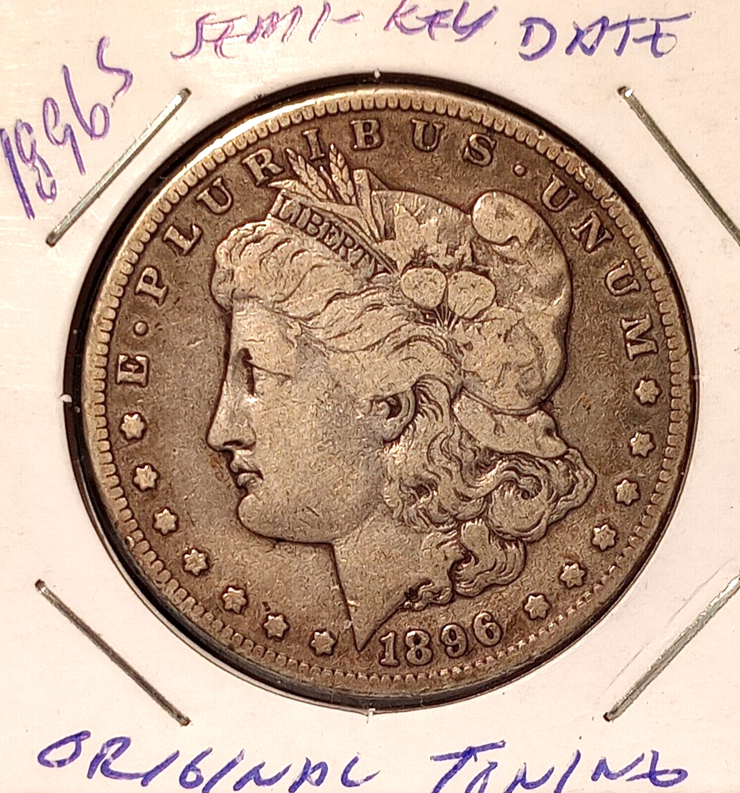 1896 S Morgan Silver Dollar Original Toning SEMI- KEY DATE