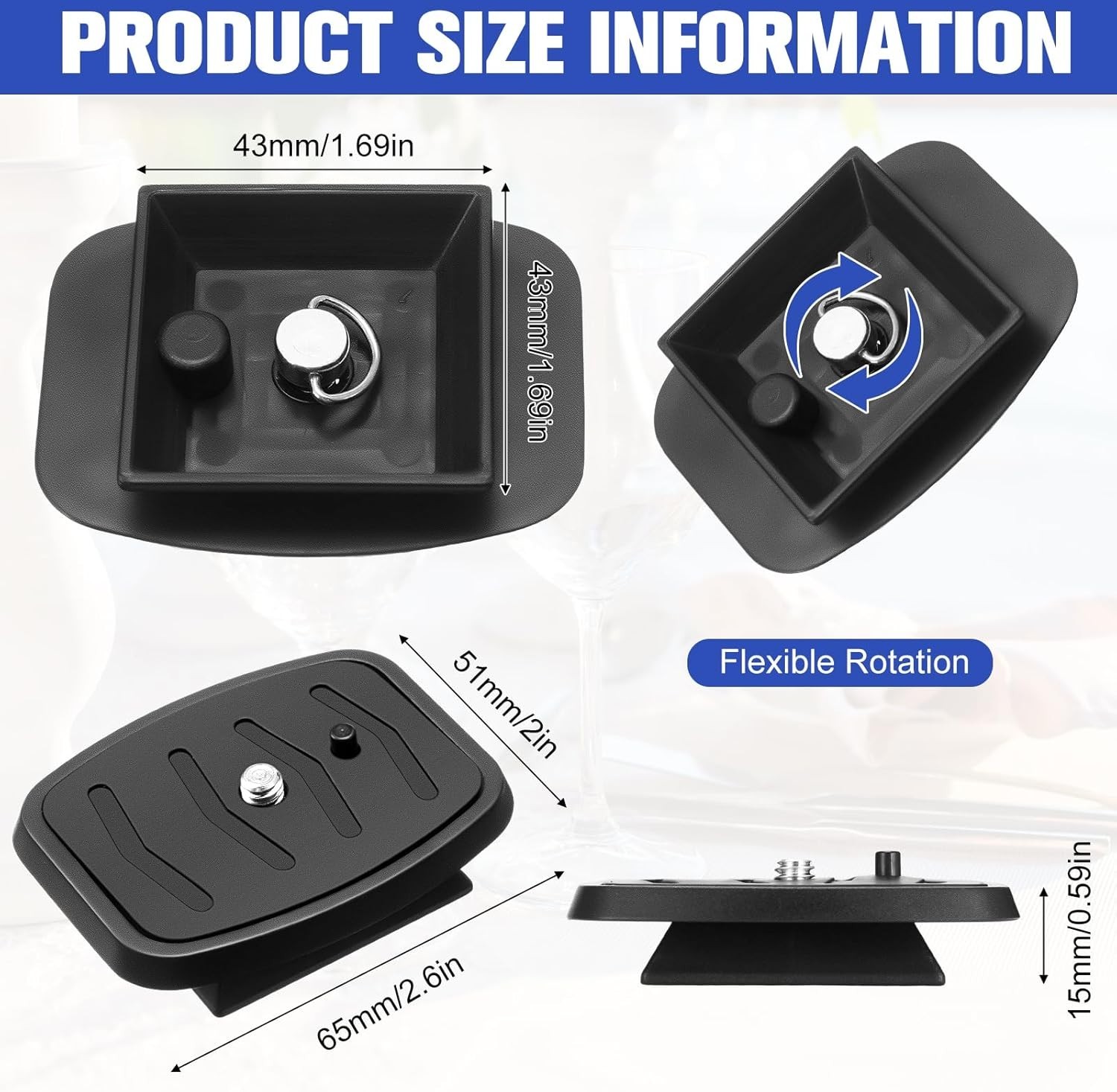 2 Pack 41mm and 43mm Tripod Quick Release Plate Camera Mounting Adapter, 2 Si...