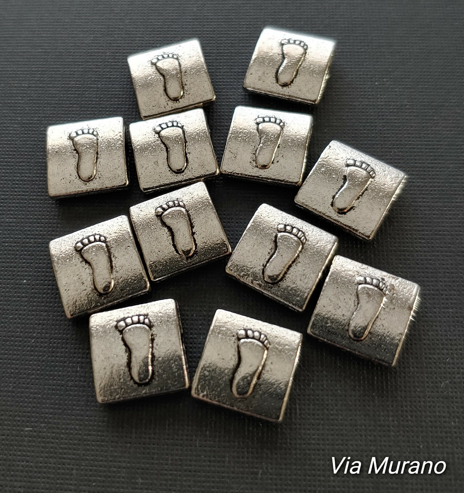 Antique Silver Pewter Bead with Foot 11x11mm Sold in Pack of 12 Only.