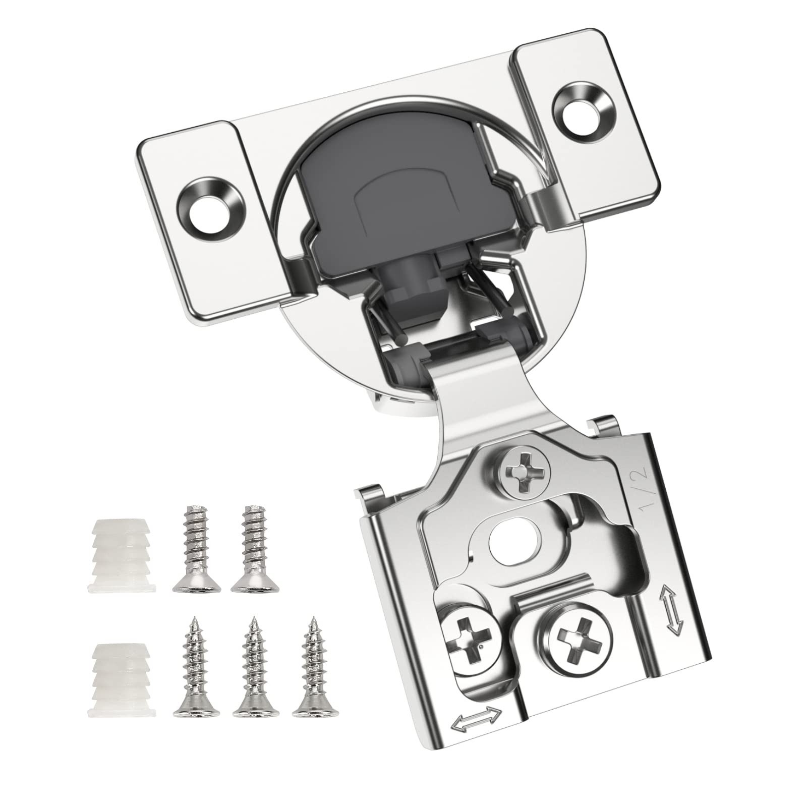30 Pack 1/2" Overlay 3D Soft Close Concealed Hinge for Face Frame Door, Smoot...