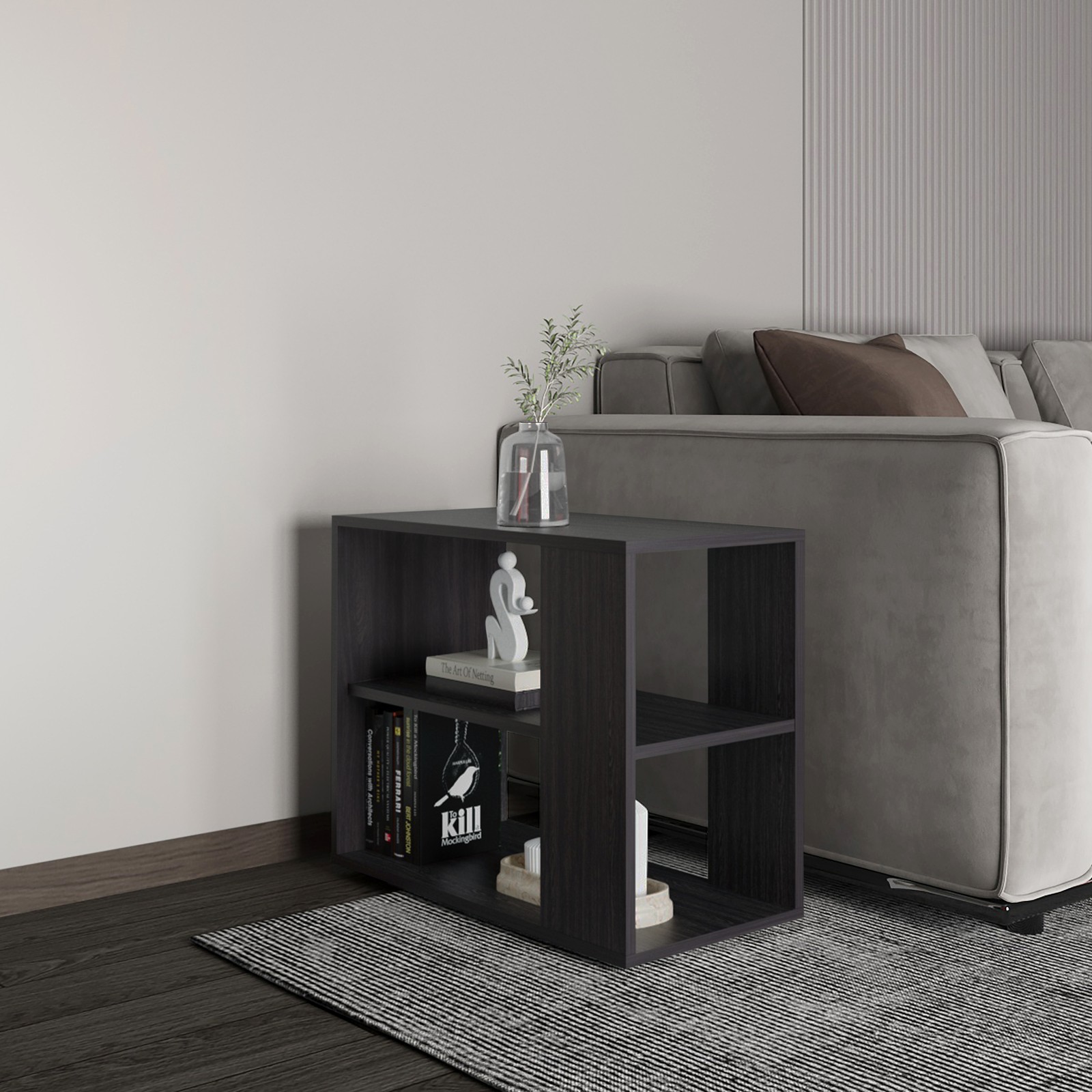 Sideboard Table, 4 Legs, 2 Shelves