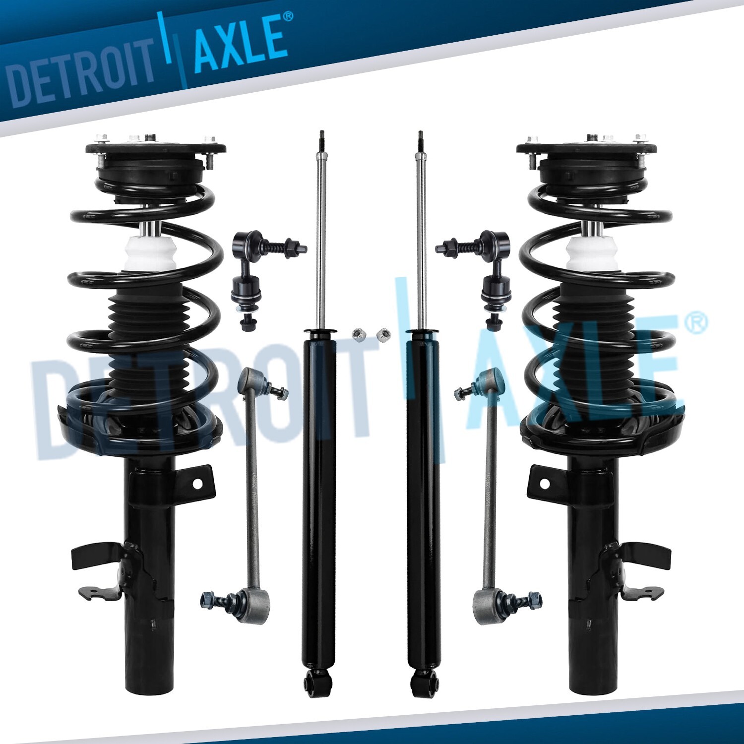 Front Struts w/ Coil Spring + Rear Shock + Sway Bars for 2012 2013 Ford Focus
