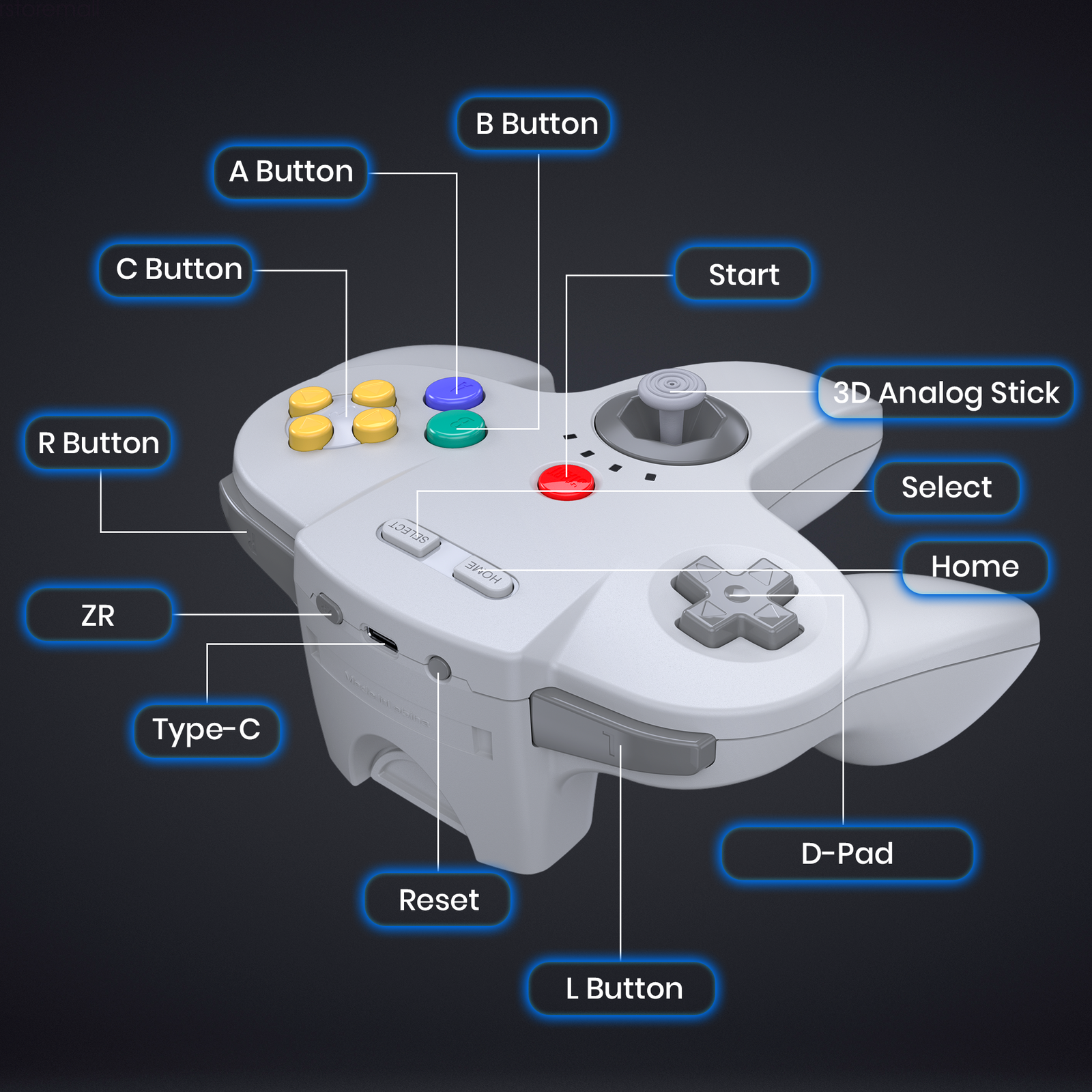Wireless N64 Controller for Nintendo 64 Console PC Windows Switch w/ Rumble Pak