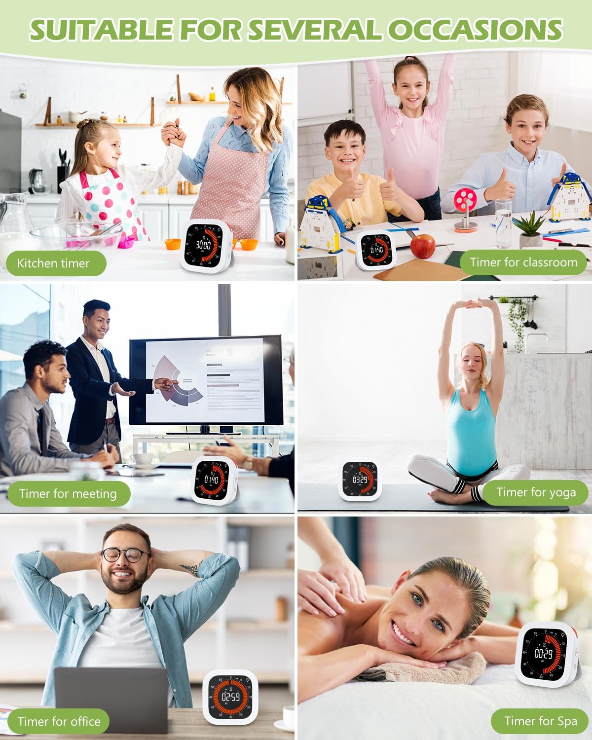 Digital Visual Timer, Rechargeable Countdown Timer with Adjustable Volume & B...