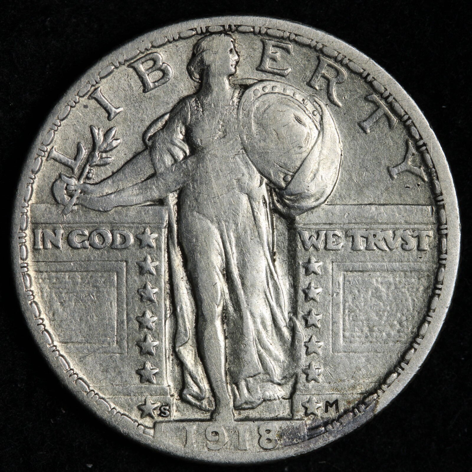 1918-S Standing Liberty Silver Quarter XF E244 SWLM