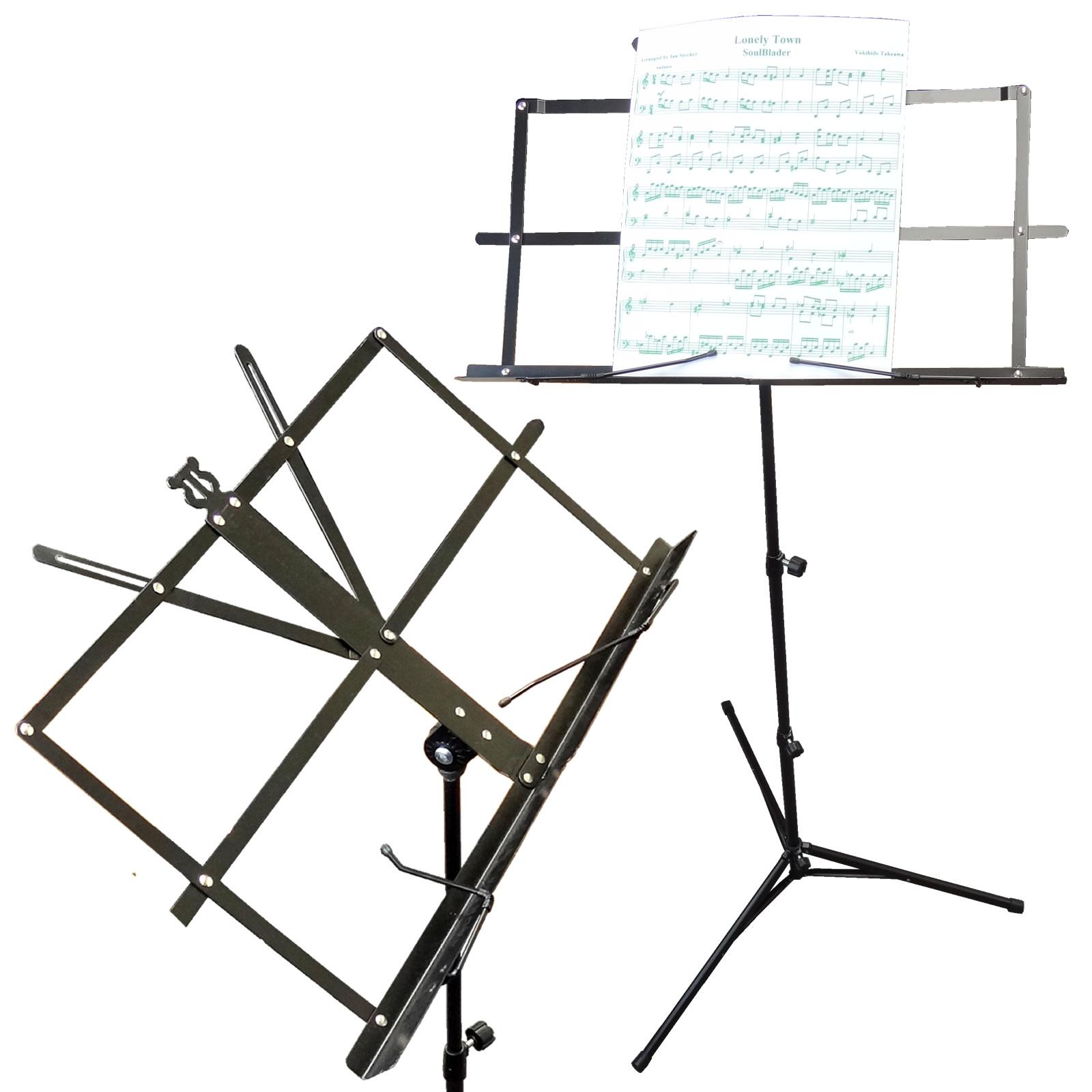 FREE SH!  BRAND NEW BLACK FOLDING PORTABLE MUSIC STAND WITH SHOULDER CARRY CASE