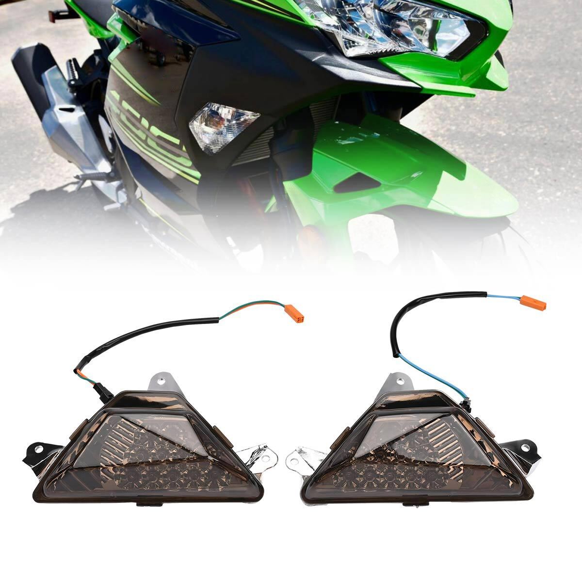 Front LED Turn Signal Light Lamp For KAWASAKI NINJA 250/300/400/650/1000 ZX6R