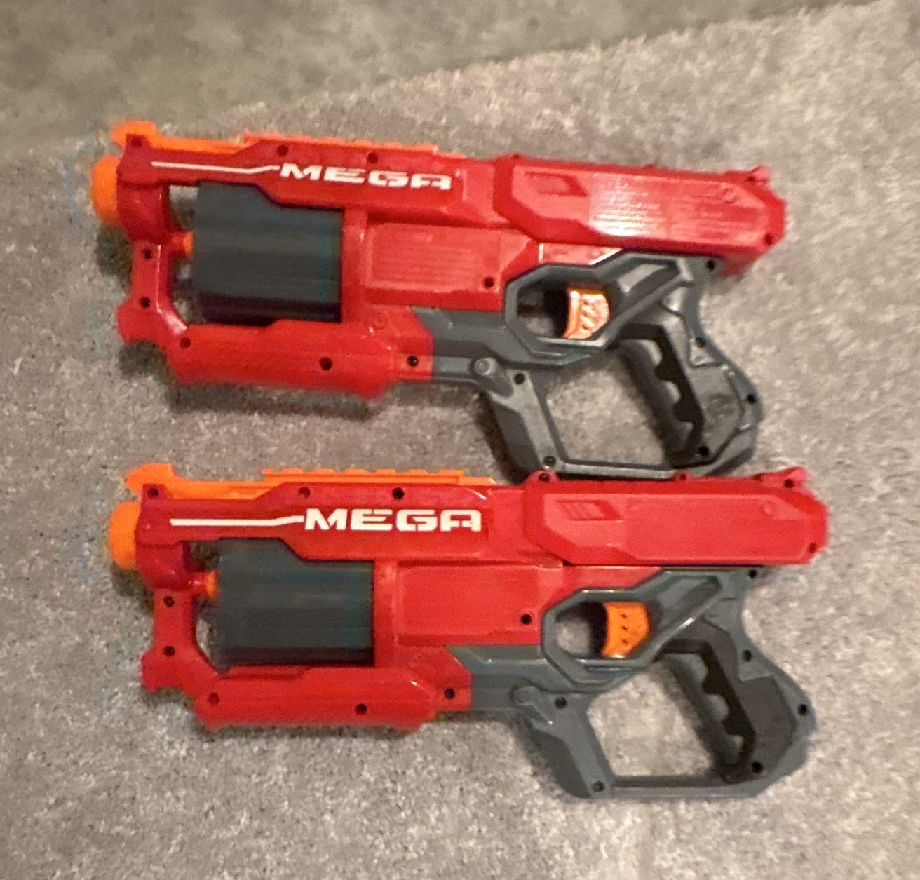 NERF N-Strike Mega Dart Blaster Lot of 2 Red/Gray Ages 8-11 Years