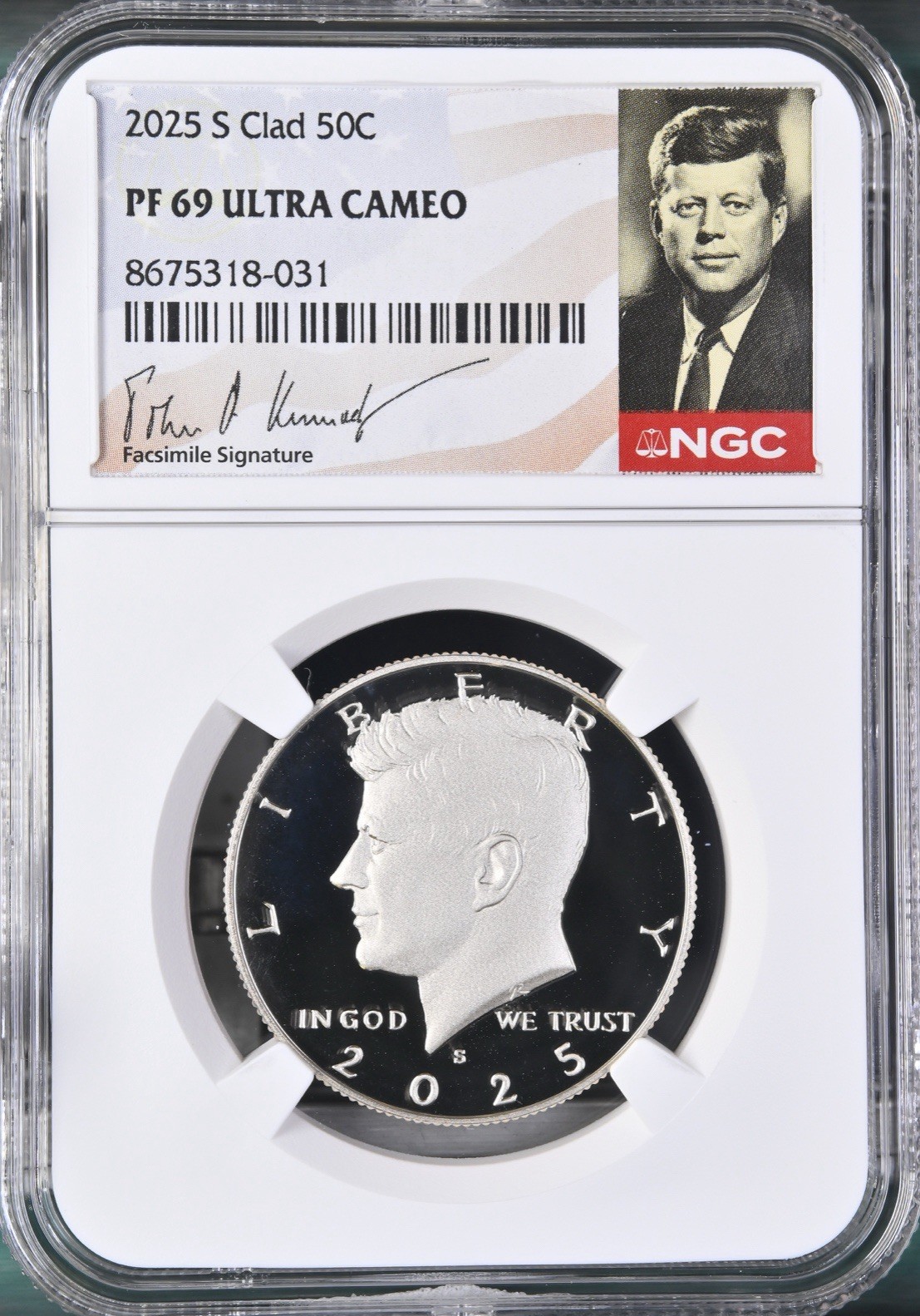 2025 S Kennedy Clad 50¢ NGC PF 69 Ultra Cameo (Kennedy Signature Label) TA