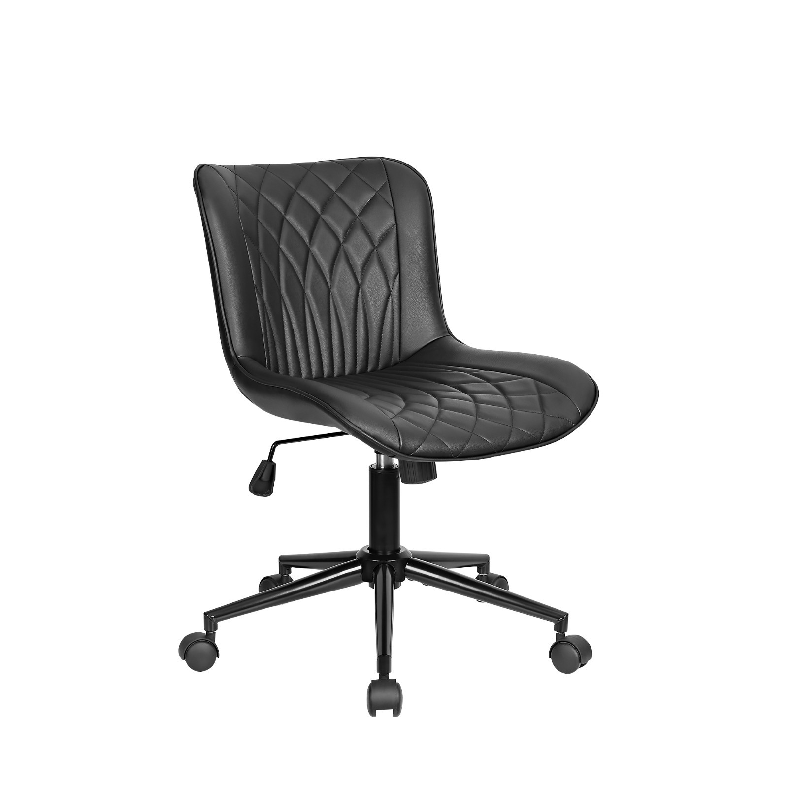 PU Leather Armless Mid Back Adjustable Height Swivel Office Chair Space Saving