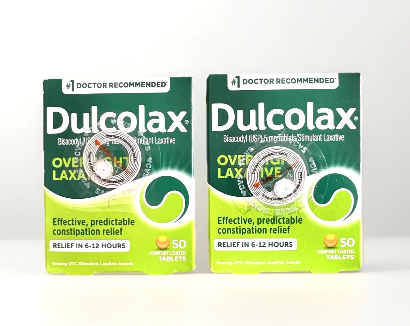 Dulcolax OVERNIGHT Laxative Tablets - 2PACK /50ct Each/ 100 Total Tabs Bisacodyl