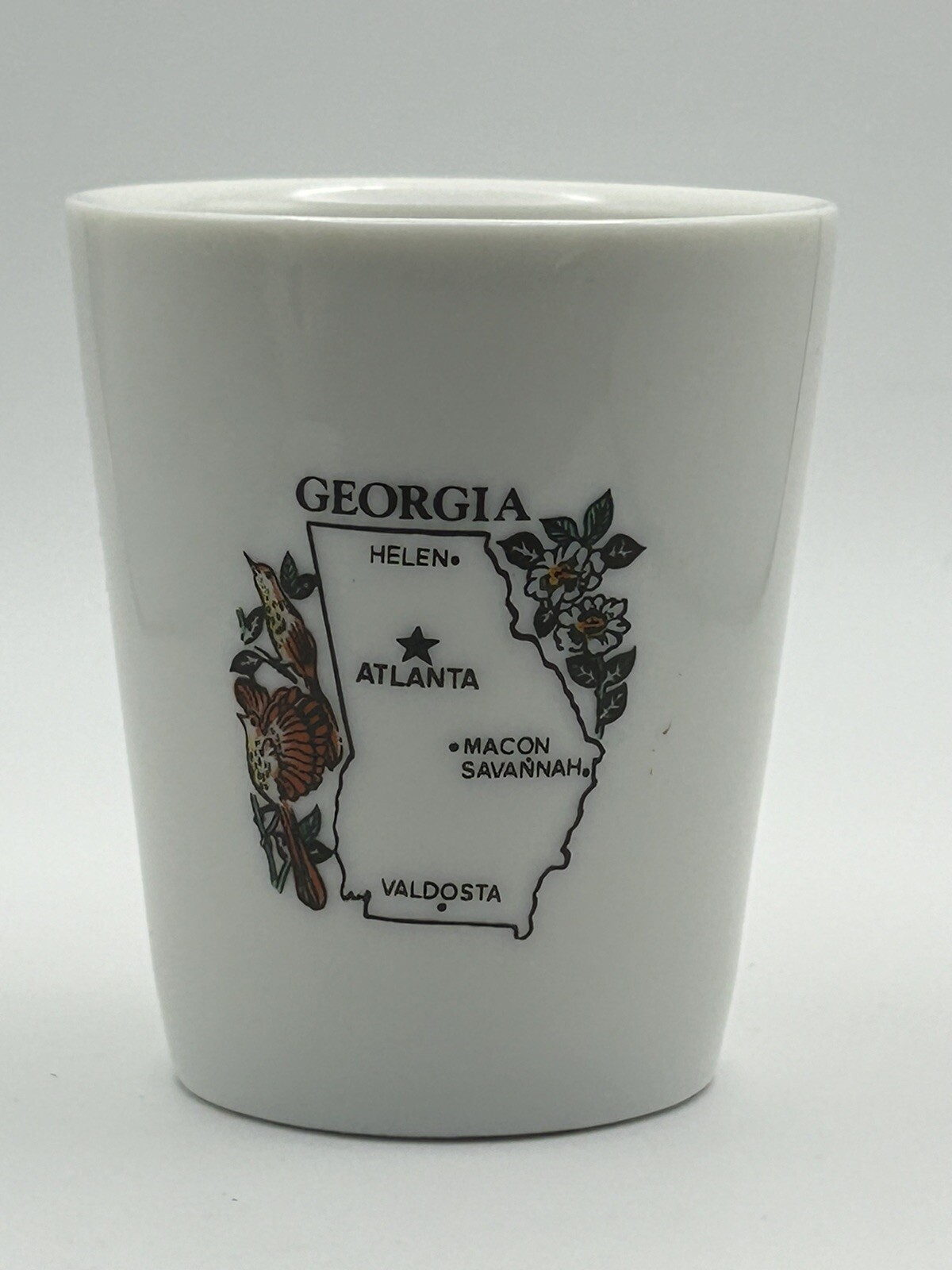 Georgia State Shot Glass Peaches Atlanta White Ceramic