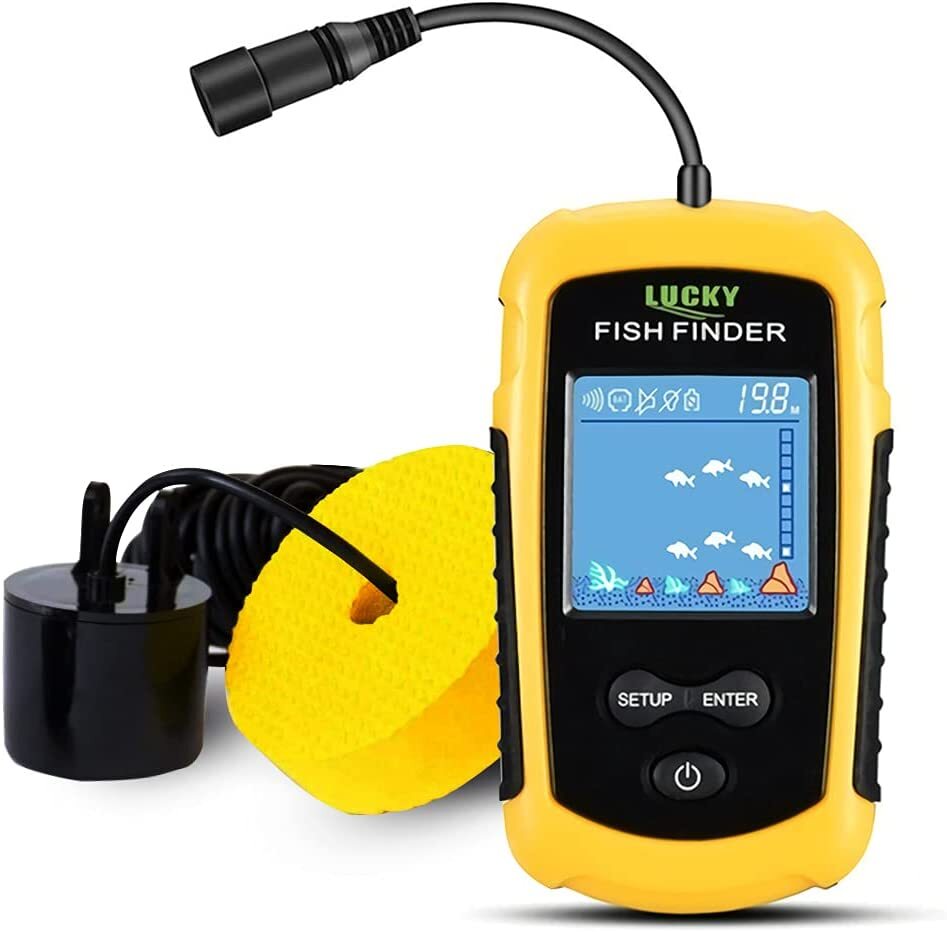 Portable Fish Depth Finder Water Sonar Castable Kayak Boat Transducer LCD
