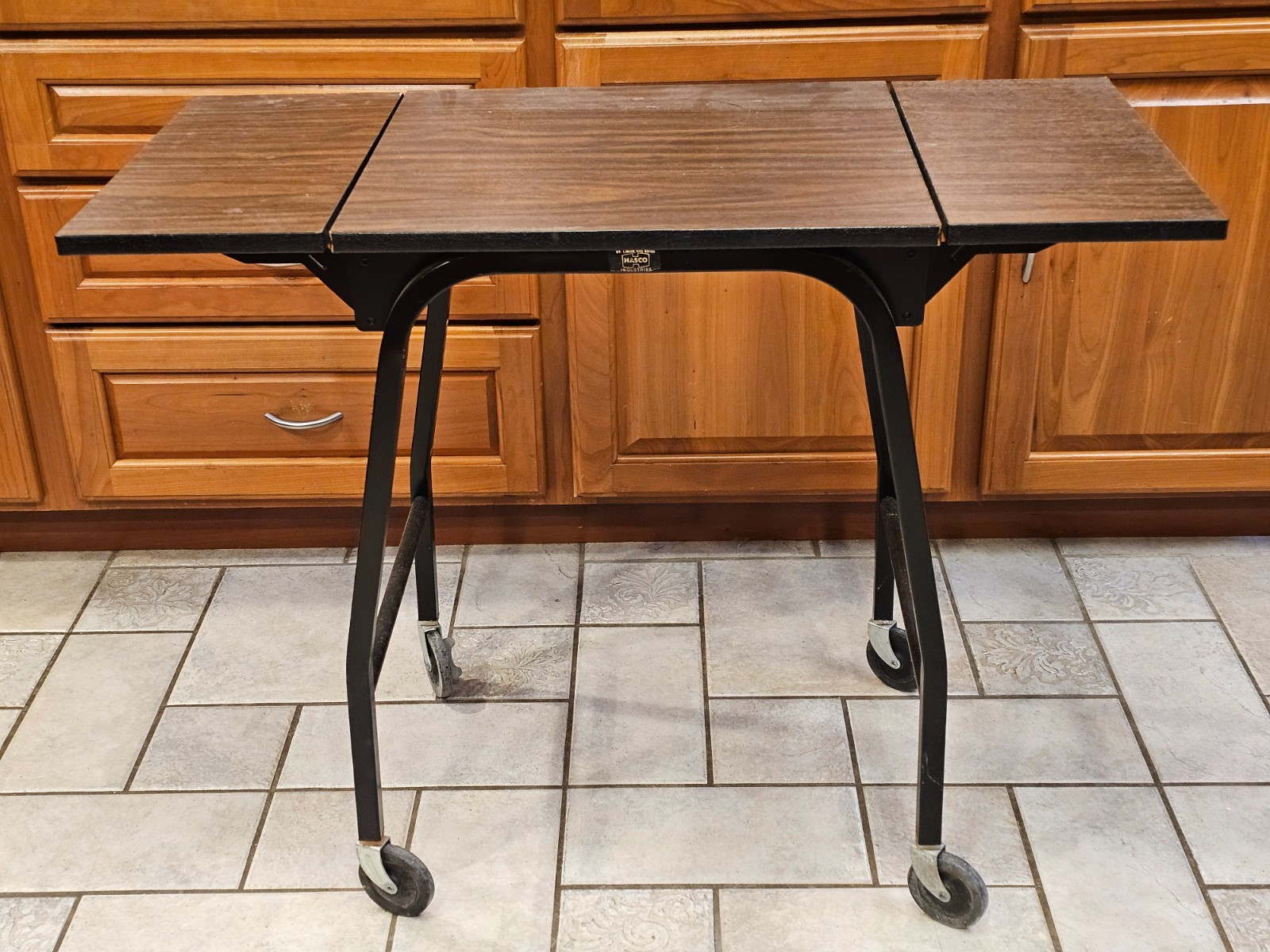 Vtg. Industrial Typewriter Table Typing "HASCO" St LOUIS Drop Leaf  Formica Top
