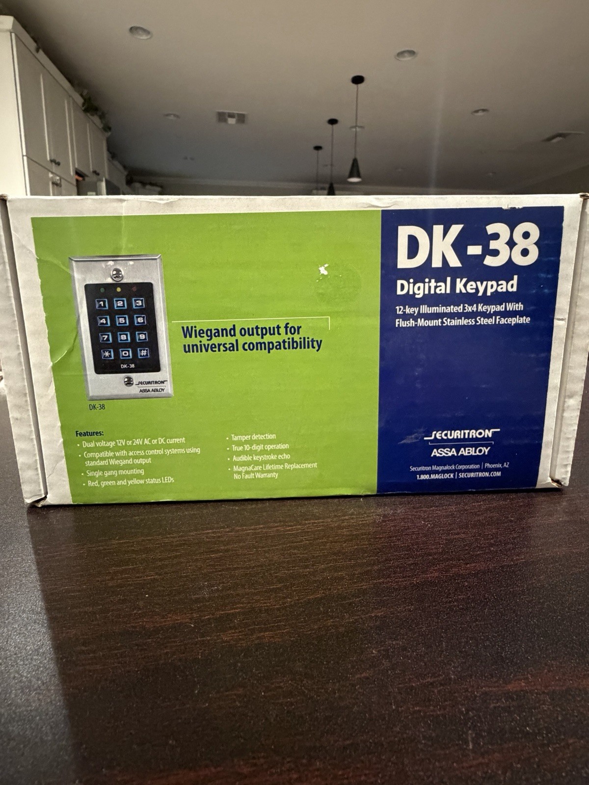 Securitron DK-38 Digital Keypad Flush Mount Satin Stainless Steel Illuminated