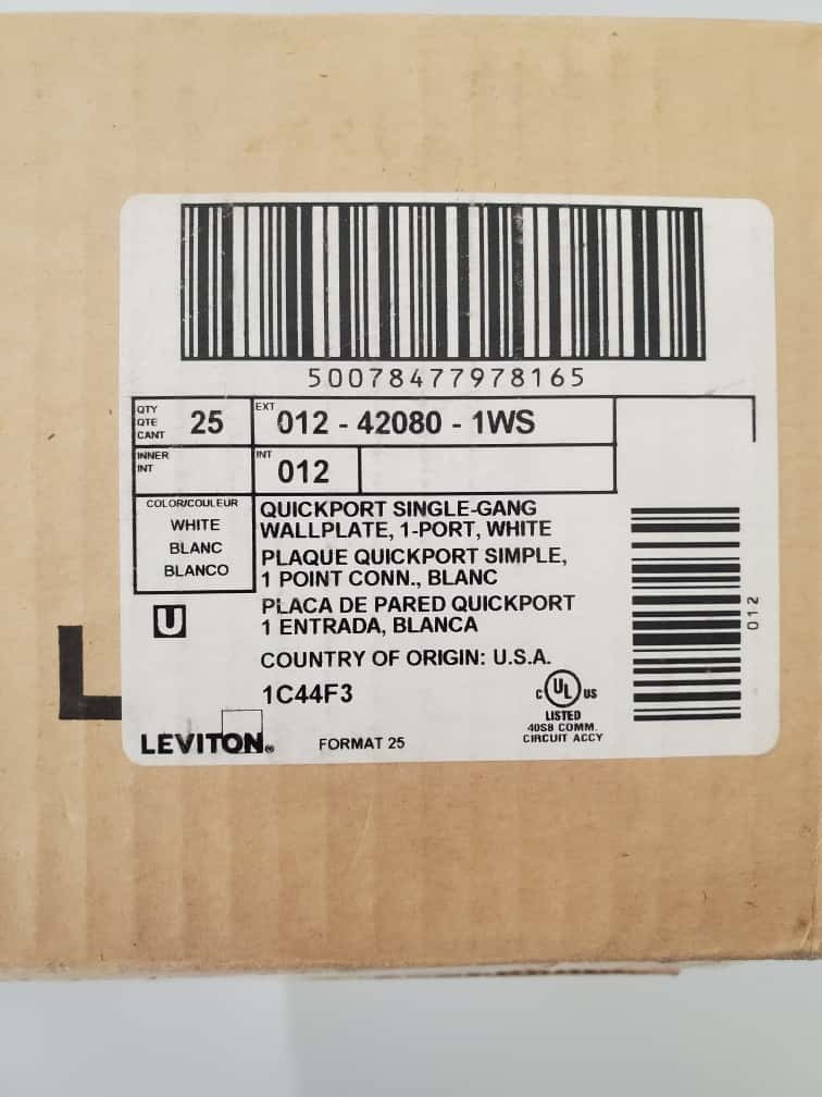 Leviton 42080-1WS Single-Gang Quickport Wallplate with ID Windows 2 Pack