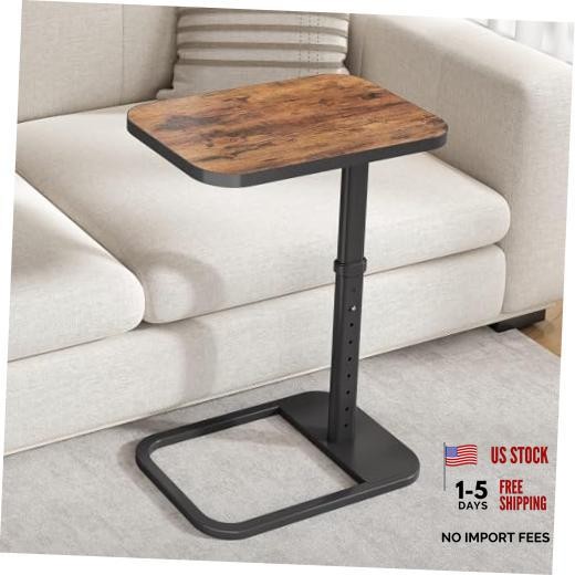 TV Tray Table, Adjustable Height & Flip-Top & Rounded Metal Brown Standard