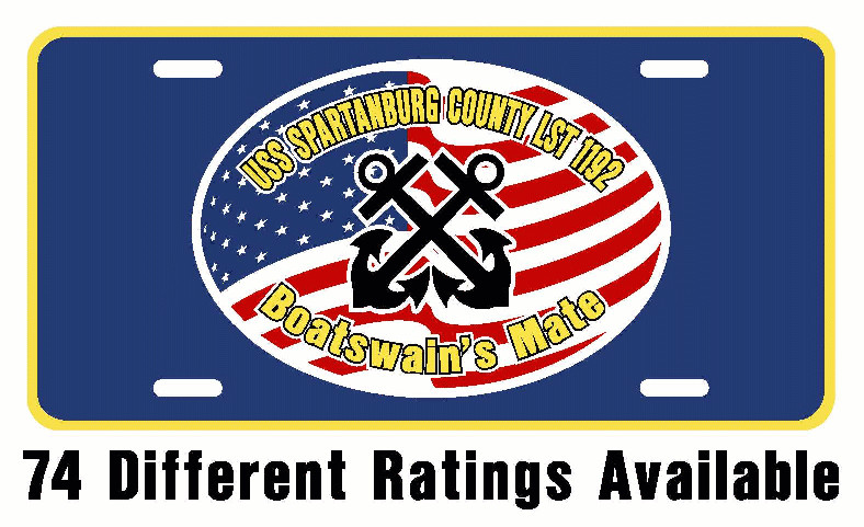 USS SPARTANBURG COUNTY LST 1192 Rating License Plate U S Navy USN Military PO3