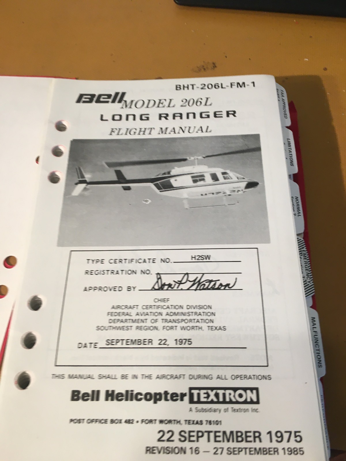 Bell 206L Long Ranger Pilot's Flight Manual